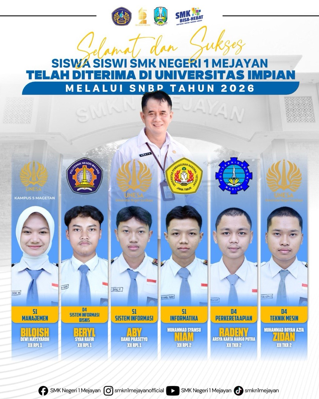 Siswa SMKN 1 Mejayan Lolos SNBP 2026, Siap Melanjutkan ke Perguruan Tinggi Impian