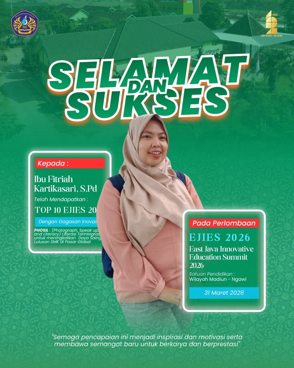 Guru SMKN 1 Mejayan Raih Top 10 EJIES 2026 Tingkat Jawa Timur